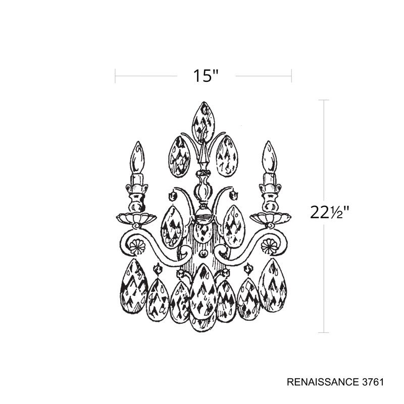 Renaissance 2 - Light Candle Wall Light, Antique Silver, Handcut Clear