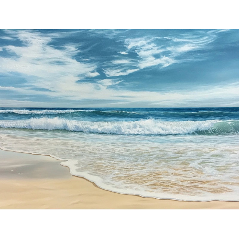 Ocean Pulse - Dynamic Seashore Wave Canvas Art, 16" H x 24" W