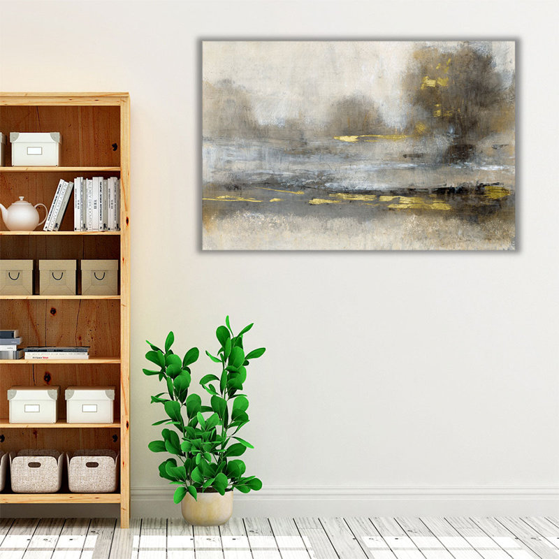 Paysage doré embelli - Reproduction d'art sur toile, H 32 po x l 48 po