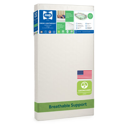 Sealy Baby Orion Antibacterial 2-stage Breathable Crib Mattress, Toddler Bed Fit, Lightweight, Waterproof, Non-toxic, Greenguard Gold Certified, Usa Made, Safety & Quality Tested, 52x28