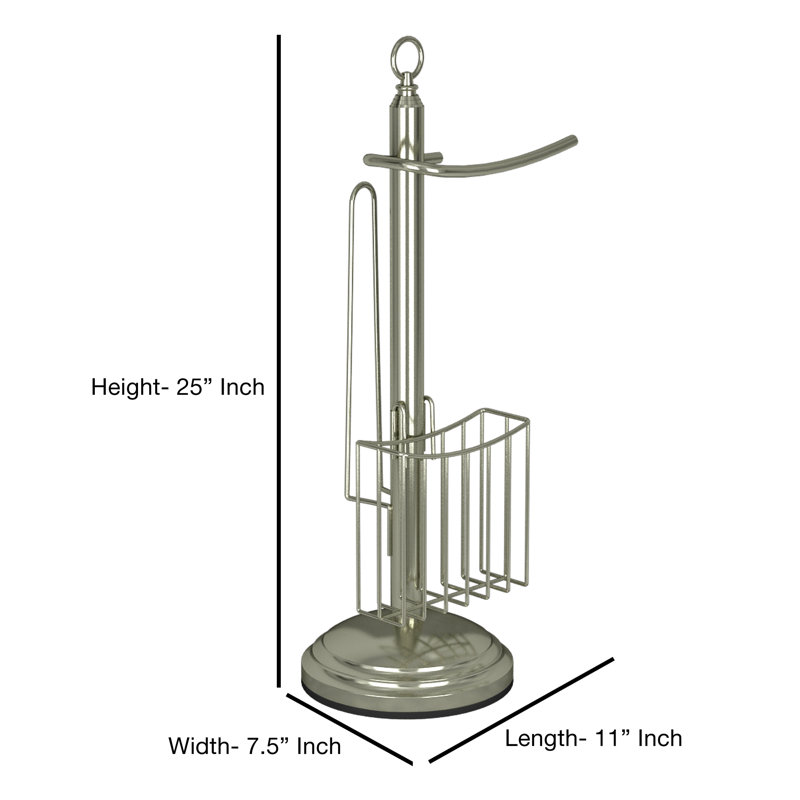 Porte-papier hygiénique sur pied avec rangement, Nickel satiné