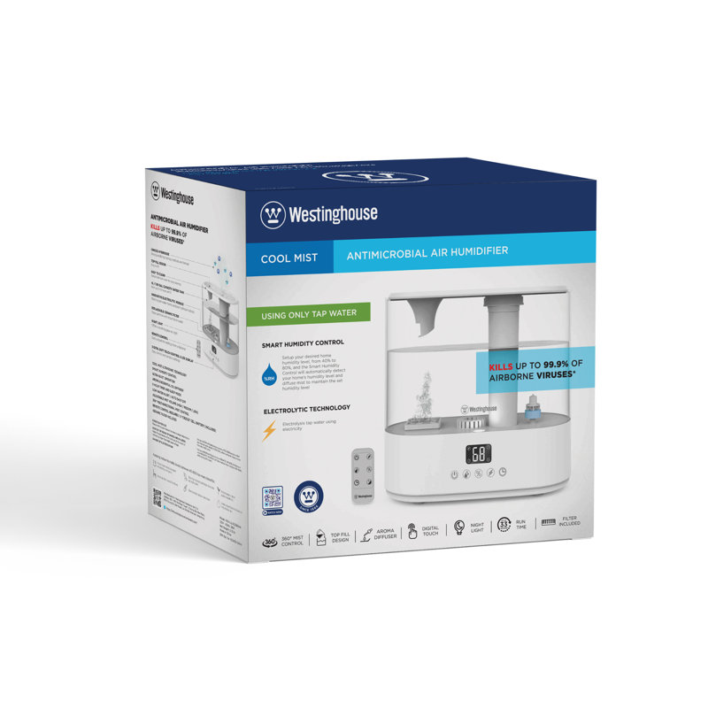 Westinghouse White Dual Mist Tabletop Humidifier with Humidistat