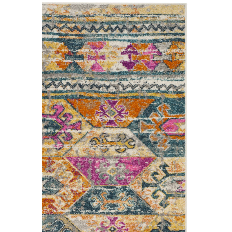 Tapis rose Felty Ikat, Tapis de couloir 2 pi 3 po x 10 pi