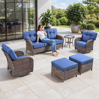 Ensemble de mobilier d'extérieur en osier 6 pièces Harbor