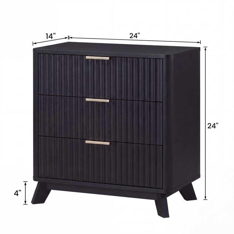 Table de chevet à 3 tiroirs Donati, Black