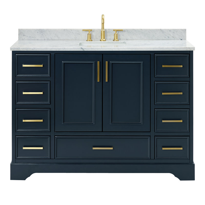 Meuble-lavabo simple avec plateau Abita 49, Bleu minuit