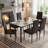 7-Piece Dining Table Set – Modern Kitchen Table with Faux Marble Top & Black PU Leather Chairs, Space-Saving Design for Small Spaces, Easy Assembly-1196137894