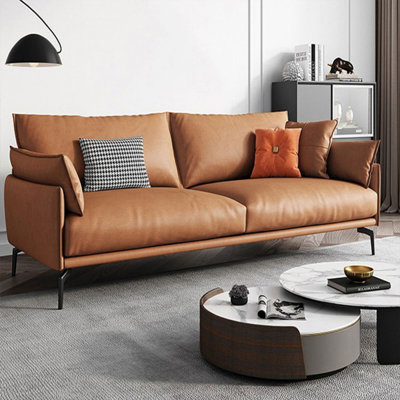 Orange Genuine Leather Standard Sofa cushion Loveseat