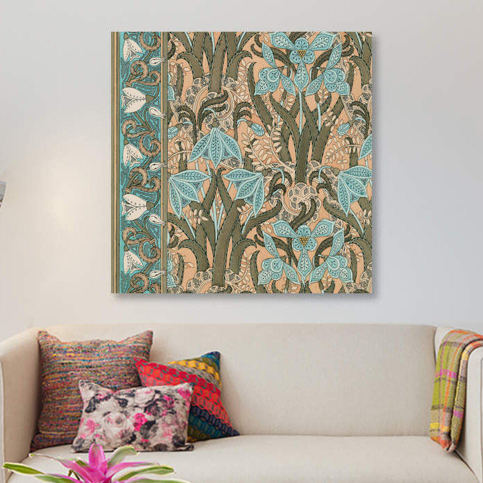 «Nouveau Textile Motif I», impression sur toile, H 18 po x l 18 po x P 1,5 po, Pas de tapis, Toile tendue