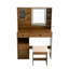 Bureau de coiffeuse de maquillage de ferme avec miroir et lumières, ensemble de coiffeuse avec station de charge et tabouret, tiroirs, tablettes et armoire d'appoint, brun rustique
