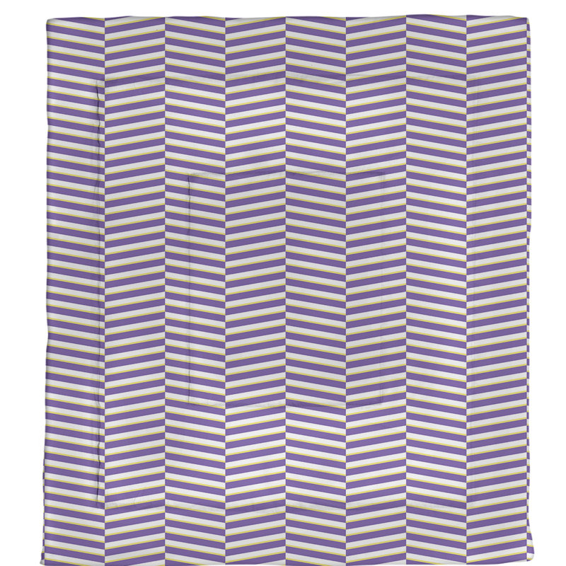 Édredon réversible simple en microfibre à rayures fracturées, Édredon grand, Mauve/jaune