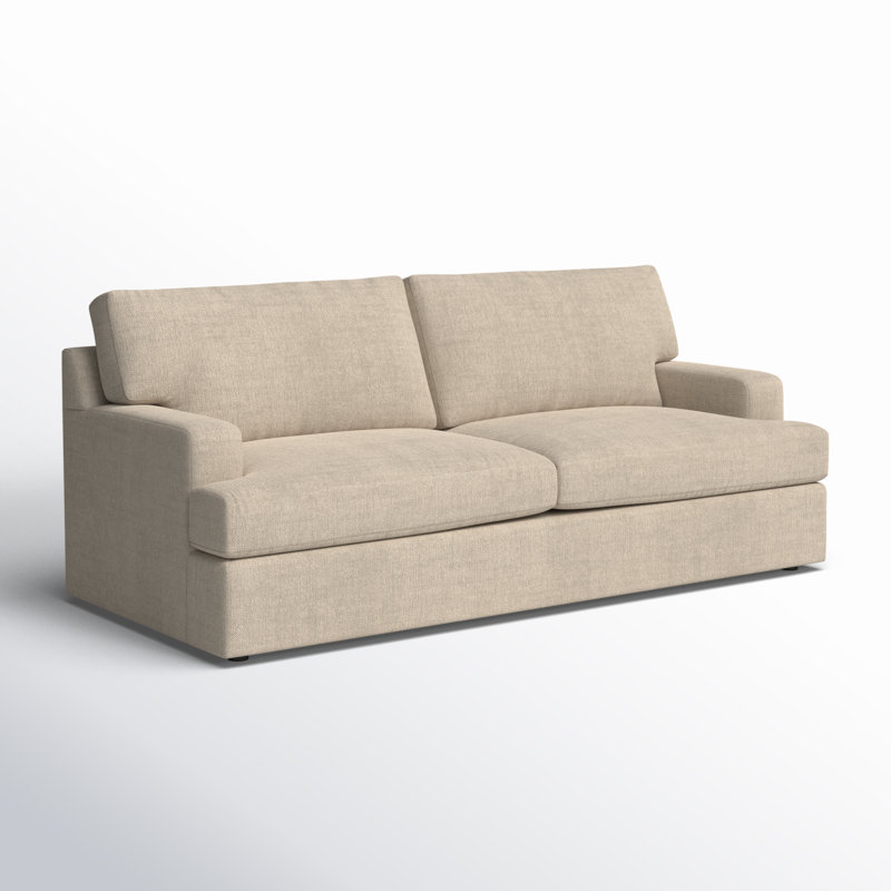 Cleo 84" Upholstered Custom Sleeper Sofa, Nomad Eggshell Crypton® Chenille