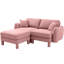 Canapé modulaire moderne à 2 boucles roses avec pieds cylindriques, coussins de dossier moelleux et amovible pour le confort de la chambre à coucher en tissu distinctif, assise confortable-1269844133