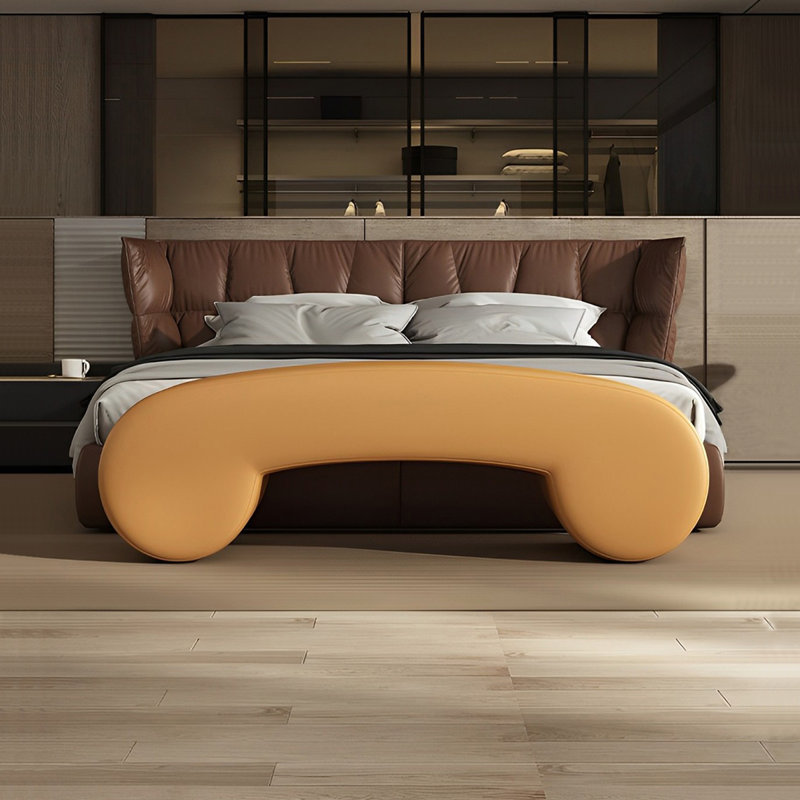 Banc rembourré en cuir Tierone Match, Orange