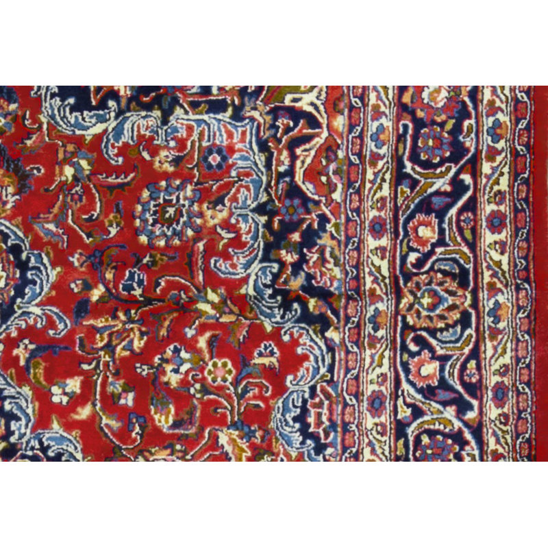 Hand-Knotted High-Quality Red and Blue Area Rug