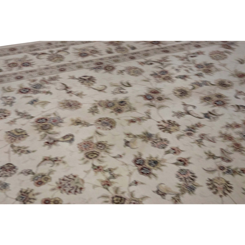 High-Quality Hand-Knotted Ivory Area Rug