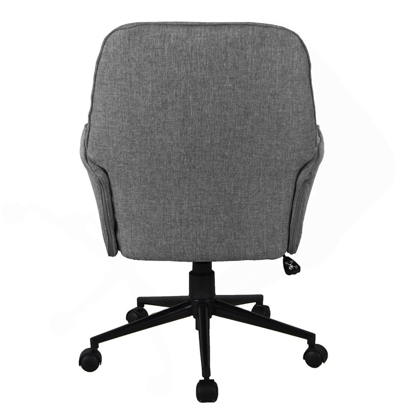 Chaise de bureau avec structure en bois manufacturé, polyester, pivotant, hauteur réglable, roulettes