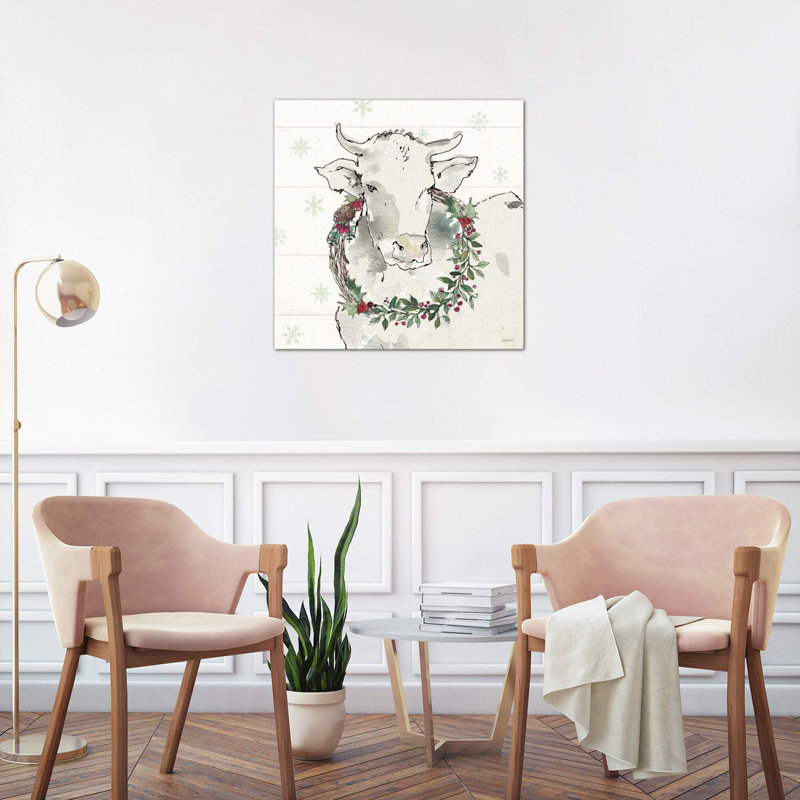 Modern Farmhouse XII Christmas - Painting on Canvas, 45.72 cm H x 45.72 cm W, Black Floater Framed