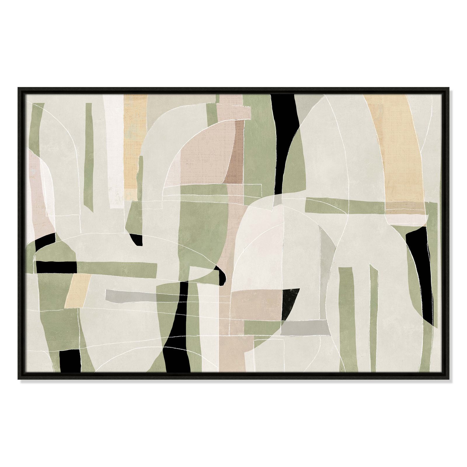 Sunny Barcelona - Floater Frame Canvas, 37.5" W x 25.5" H, Espresso