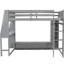 Lit mezzanine double en bois gris avec bureau, support à vêtements multicolore, à DEL et suspendu
