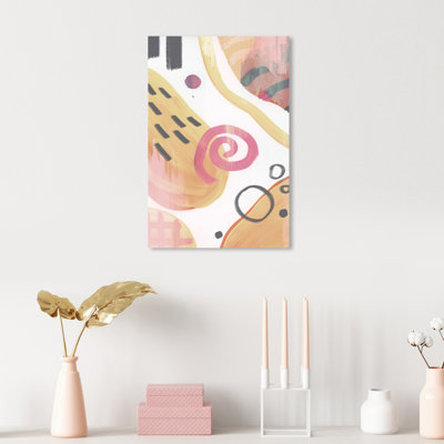 «Sensationist, Swirls and Chiffres Modern Red», impression sur toile tendue