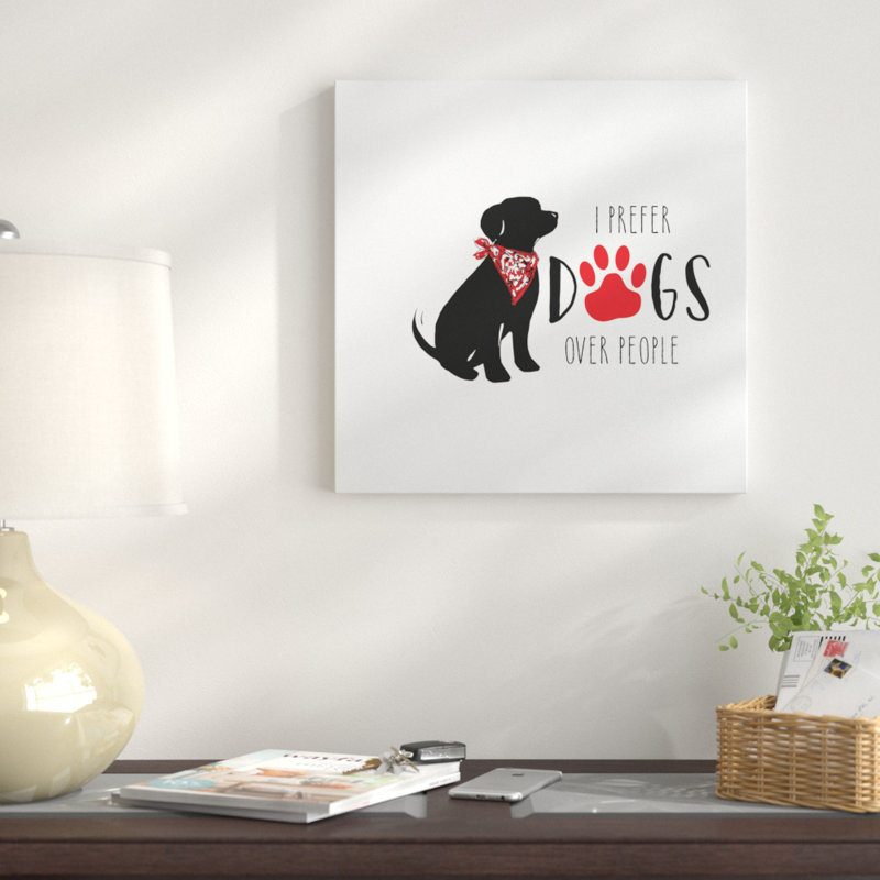 « i préférer les chiens », reproduction d’impression sur toile, H 16 po x l 16 po x P 1,5 po, Toile tendue