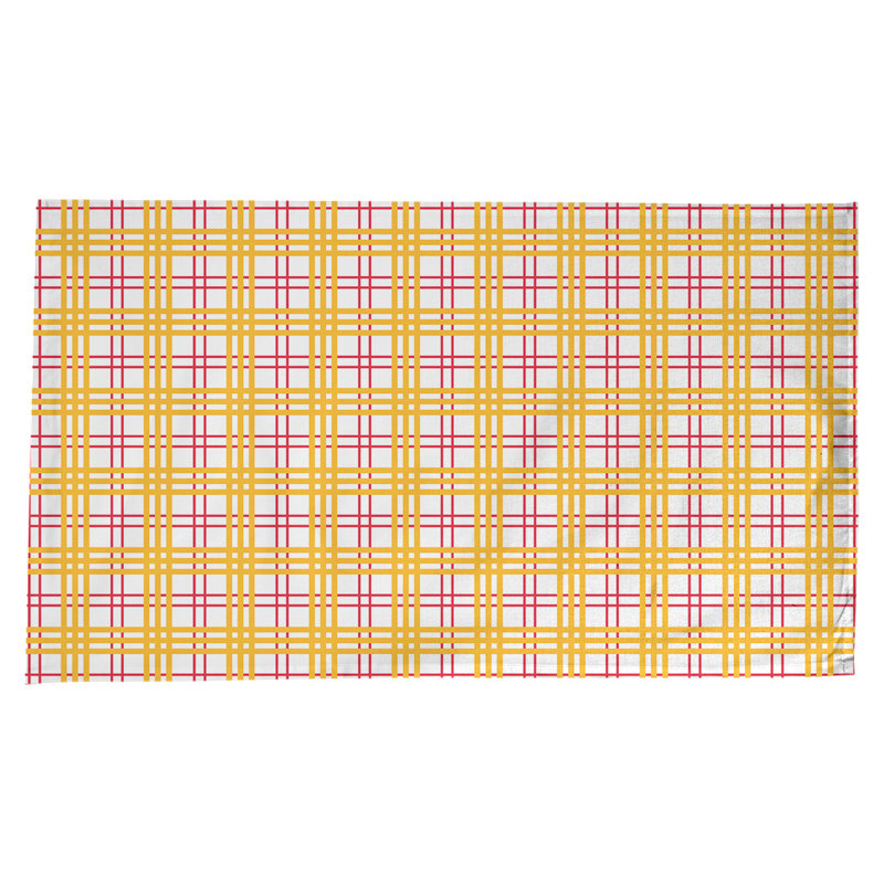 Nappe en mélange de coton à carreaux, Blanc / rouge / doré