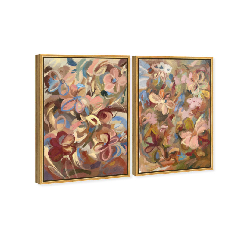 Moving Eden Set Canvas Abstract Print by Oliver Gal, Black Frame, 10 x 15, 32"H x 22"W, Gold Floater Frame