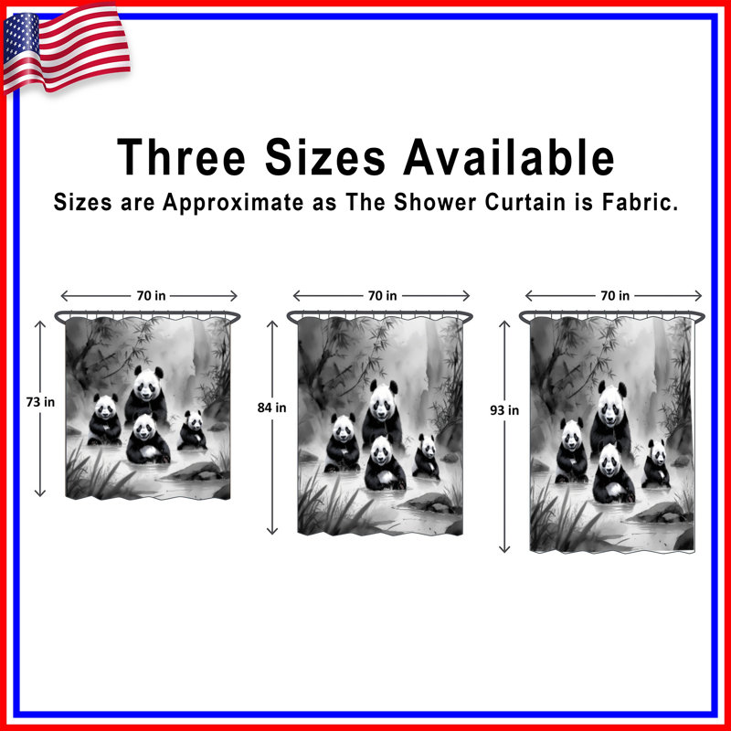 Rideaux de douche Panda Family In Water, L 70 po x H 84 po