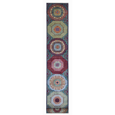 Hand Knotted Wool Area Rug in Navy