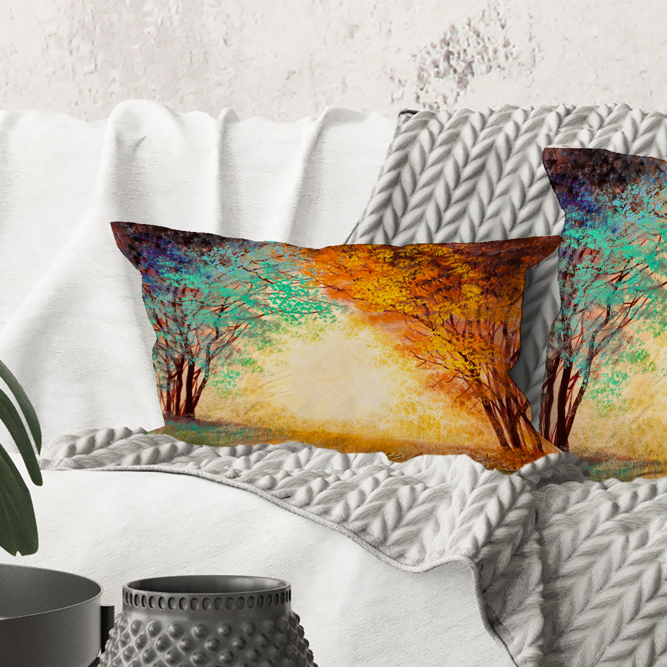 Design Art Rectangle,Alley Through The Park In Autumn Sunset