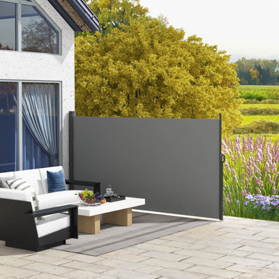 118" x 63" Retractable Side Awning Folding Privacy Screen Grey