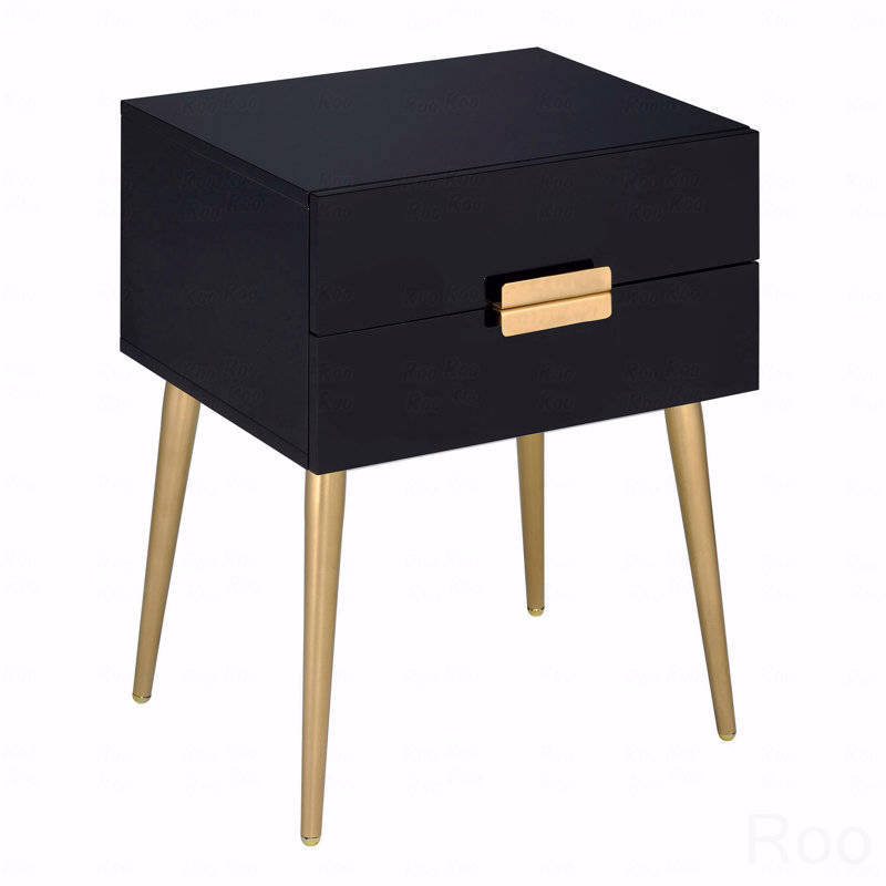 Table d'appoint avec 2 tiroirs, Noir