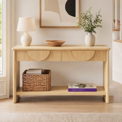 Console cannelée 55,25 po avec 2 tiroirs, canapé à fermeture douce pour le couloir, l'entrée et le salon