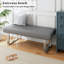Banc rembourré en similicuir Cialan avec structure en acier inoxydable-35640927-12002532
