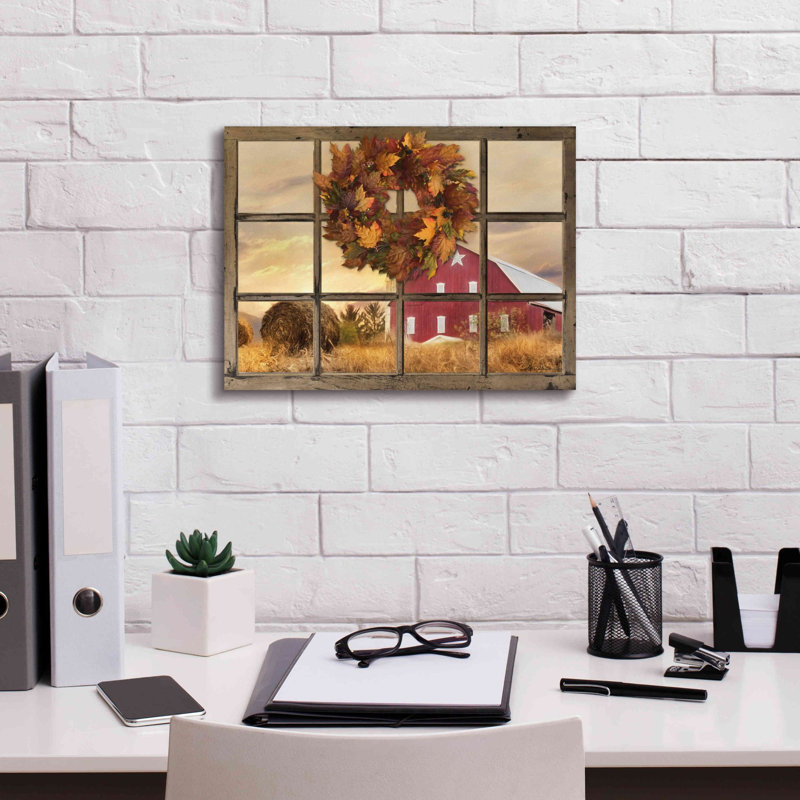 «Fall Window View» par Lori Deiter, art mural sur toile, H 12 po x l 16 po x P 0,75 po