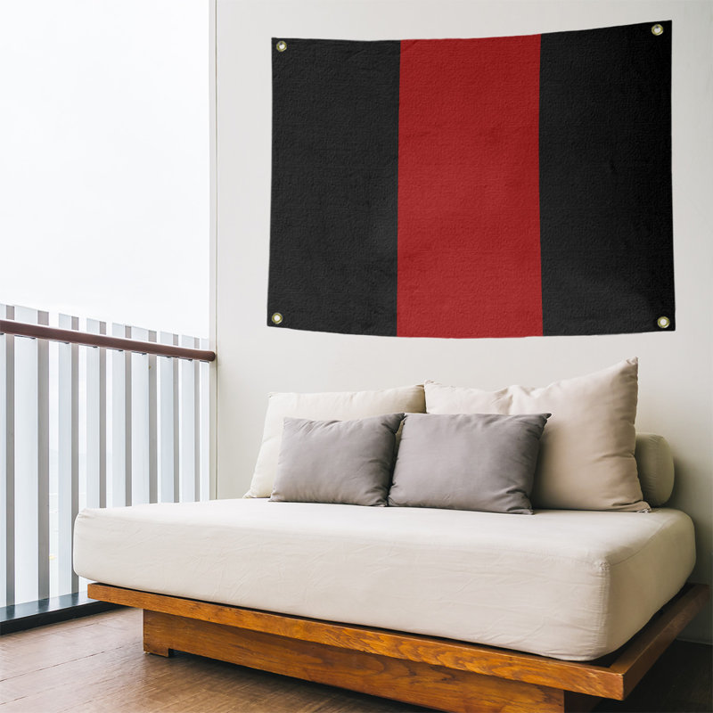 Tapisserie de polyester san francisco, H 26 po x l 36 po, Noir / Rouge
