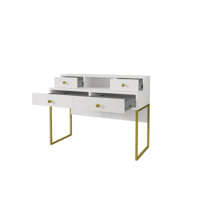 Bartlesville Metal Base Writing Desk, Navy Blue