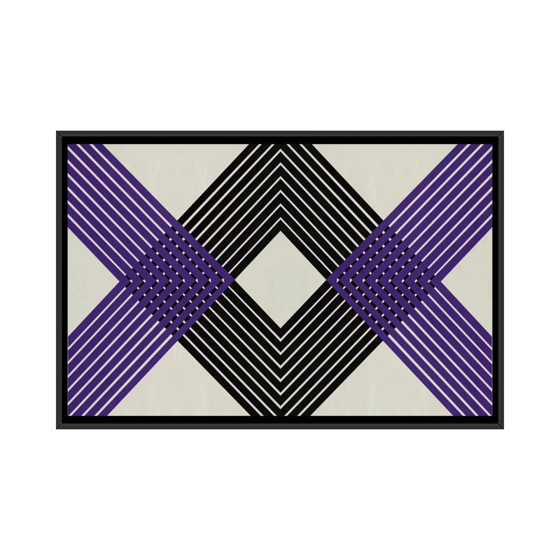 Albree moderne, losange entrecroisé, impression sur toile, Toile avec cadre flottant noir, Pas de tapis