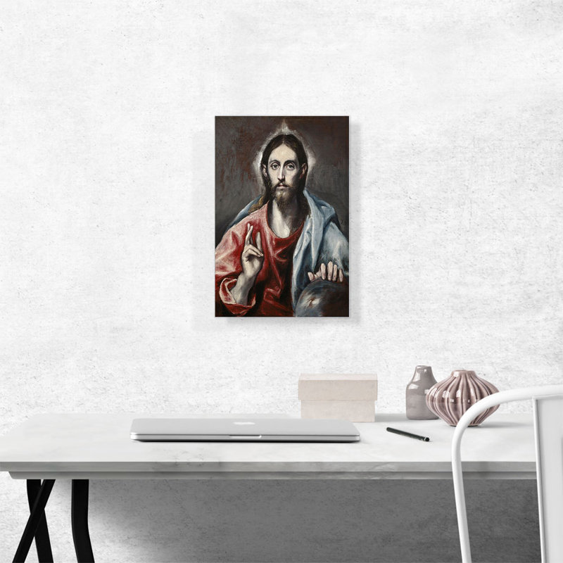 «Christ Blessing» par El Greco, reproduction d'art sur toile tendue, H 18 po x l 12 po x P 0,75 po