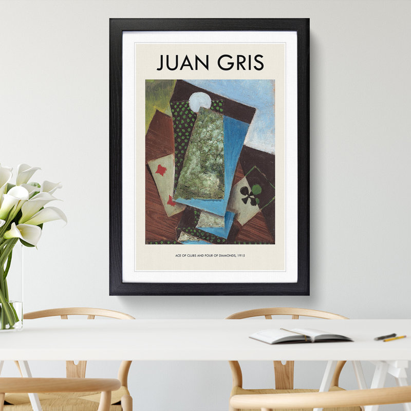 Playing Cards Print by Juan Gris - Picture Frame Painting, Black Framed, 65cm H x 48cm W x 2cm D