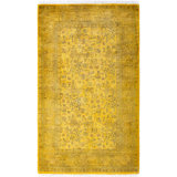 Overdyed Hand-Knotted Wool Modern-Contemporary Yellow Area Rug 3' 2" x 5' 5"