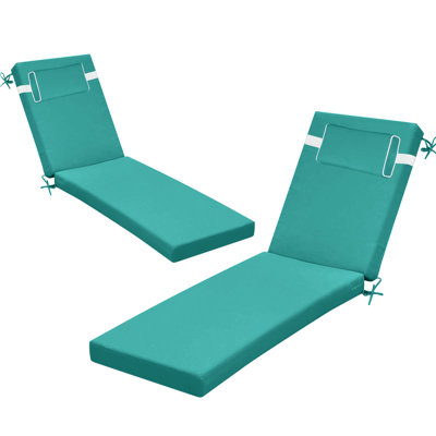 Coussin de chaise longue d'extérieur toutes saisons, coussin de chaise longue de 3 pouces d'épaisseur avec appui-tête réglable, convient aux chaises de patio de 70 à 72 po, pour une utilisation intérieure / extérieure