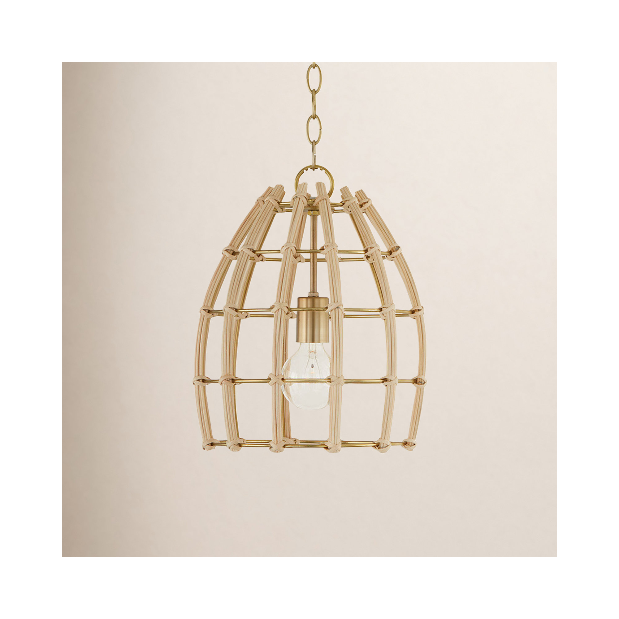 Almita 4 Light Rattan Dimmable Pendant, 12" W X 14.5" H
