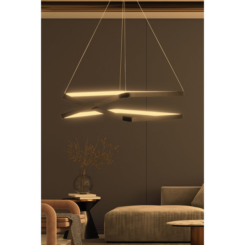 Adjustable LED Chandelier, Black Aluminum Body, 15.7 x 15.7 x 4.7 inches | 4000K Yellow Light, 40-60 Watts | Modern Design, Perfect for Dining Room or Living Space, Energy Efficient & Stylish Lighting Solution