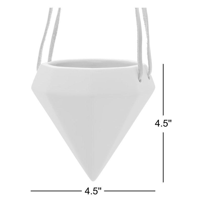 Pot à fleurs suspendu en céramique Guilford Diamond, Gris pâle