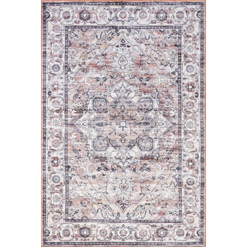 Joslyn SpinClean Traditional Floral Machine Washable Area Rug, Rectangle 3' x 5'