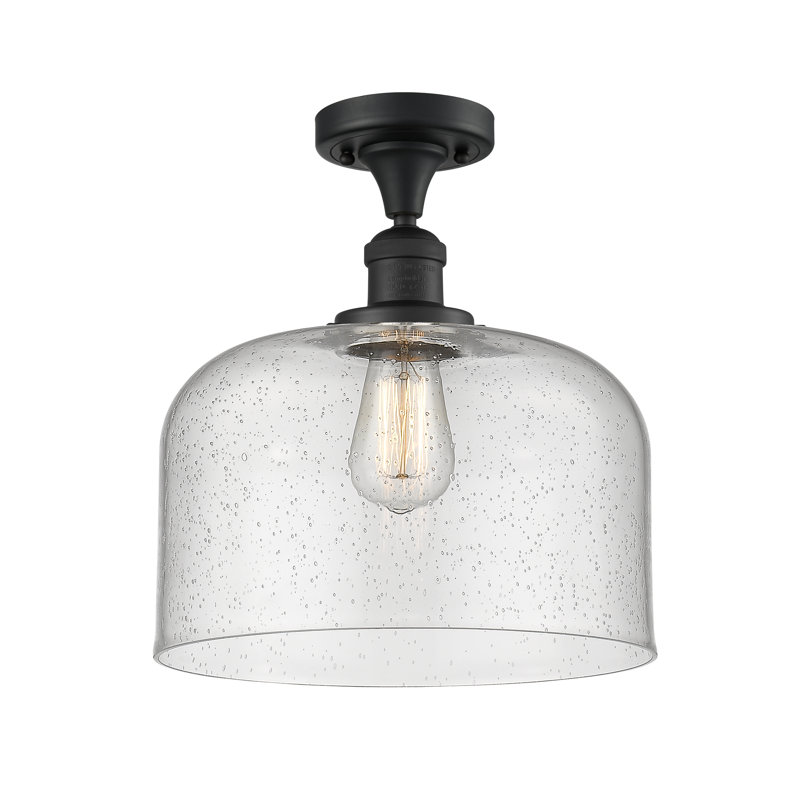 Plafonnier semi-encastré 1 lumière Bell, Ampoule DEL 6 watts rétro, Grainé, Noir mat