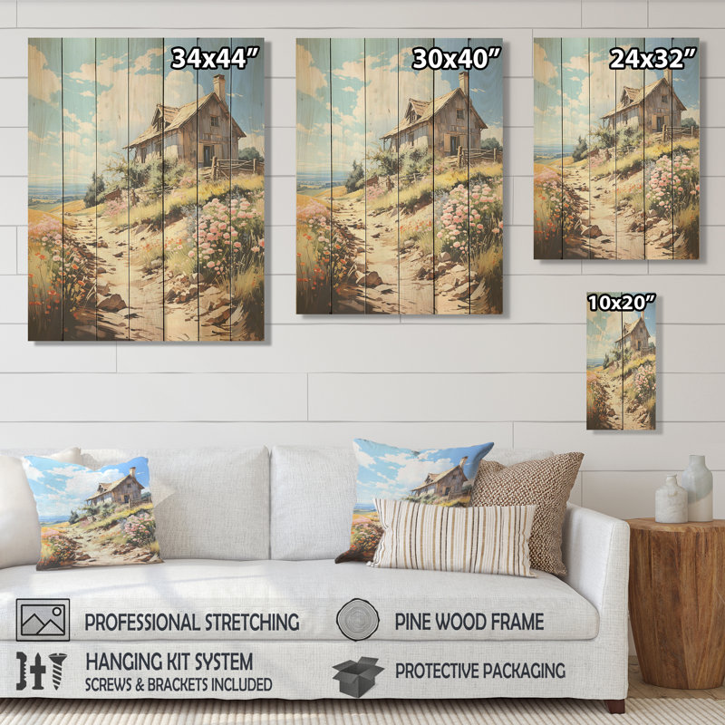 Sommet Cottage dans les Alpes françaises I - Paysage sur bois, H 20 po x l 10 po