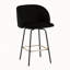 Ensemble de 2 tabourets de comptoir pivotants à hauteur fixe, structure en métal noir avec velours noir et repose-pieds en métal doré